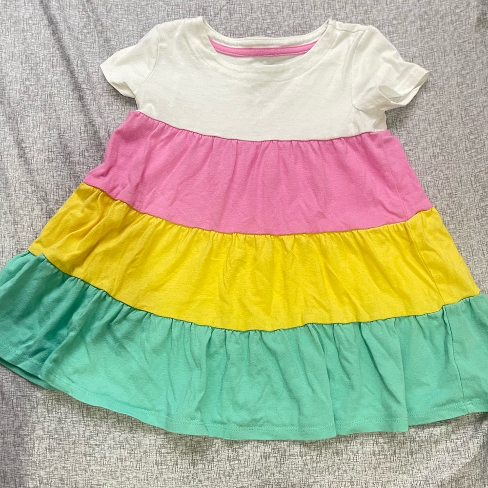 🧚 5 for $25 Bundle Sale 🧚 Epic Threads Pink, Yellow, and Green Tiered Kids Dress